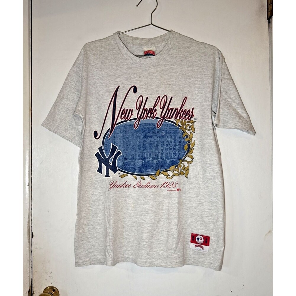 Vtg 90's Nutmeg New York Yankees Stadium 1923 T-Shirt Single Stitch Gray Large